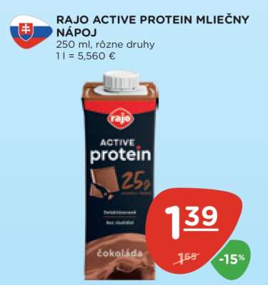 RAJO ACTIVE PROTEIN Mliečny nápoj