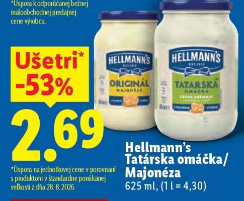 Hellmann’s tatárska omáčka, majonéza