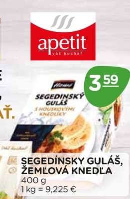 Segedínsky guláš, žemľová knedľa