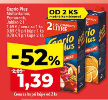 Caprio Plus Multivitamín, Pomaranč, Jablko 2l