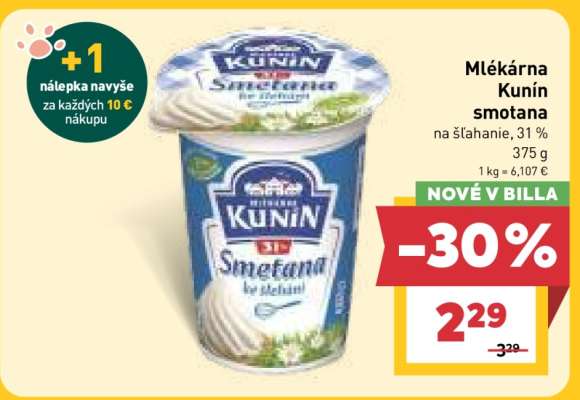 MLÉKÁRNA KUNÍN Smotana