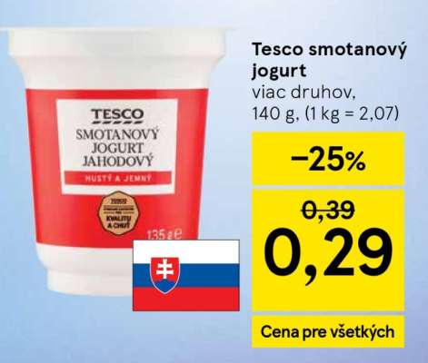 Tesco smotanový jogurt