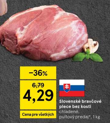 Slovenské bravčové plece bez kosti