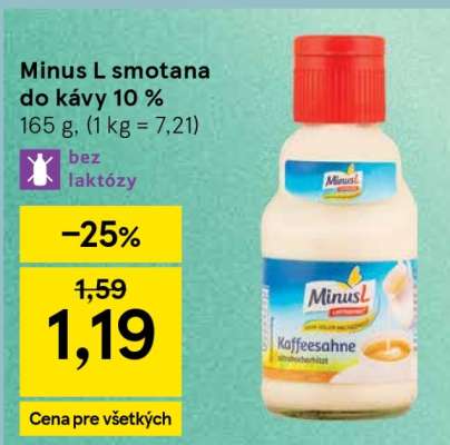 Minus L smotana do kávy 10 %