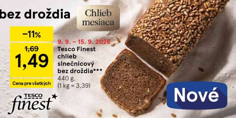 Tesco Finest chlieb slnečnicový bez droždia
