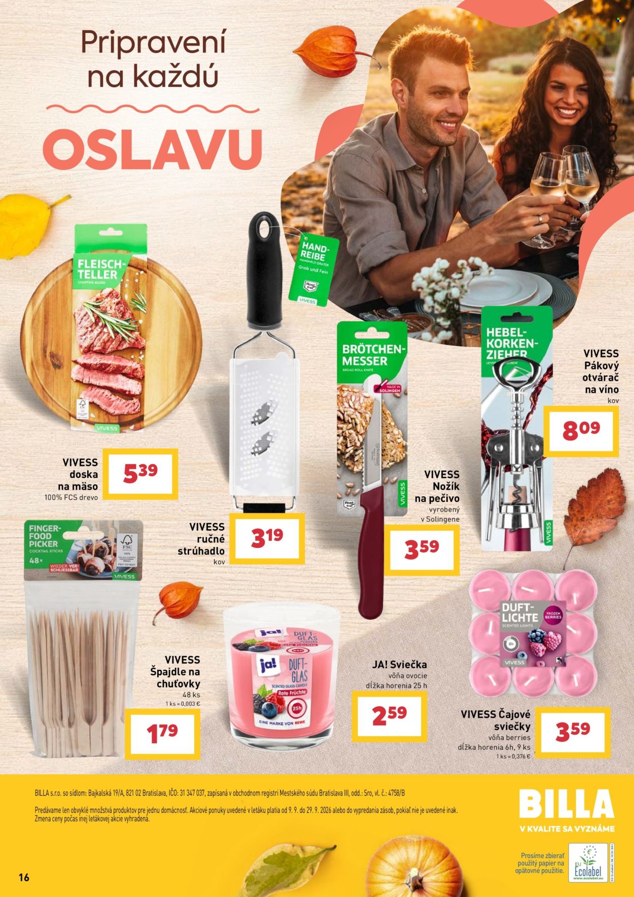 Leták Billa - 9.9.2026 - 29.9.2026. Strana 16