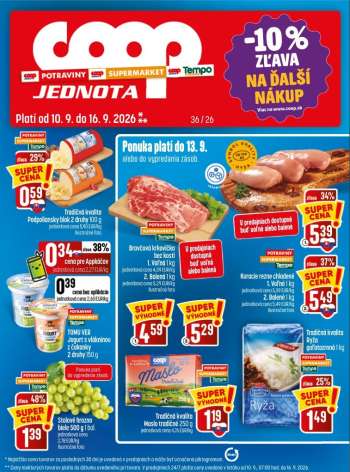 Leták COOP Jednota - 10.9.2026 - 16.9.2026.