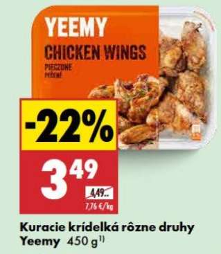 Kuracie krídelká rôzne druhy Yeemy 450 g