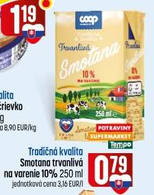 Smotana trvanlivá na varenie 10% 250 ml