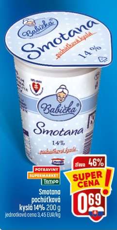 Smotana pochúťková kyslá 14% 200 g