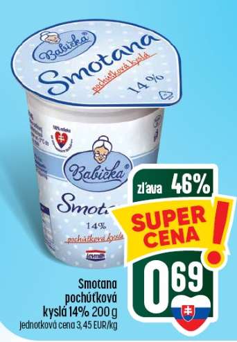 Smotana pochúťková kyslá 14% 200 g