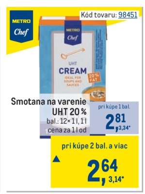 Smotana na varenie UHT 20 %
