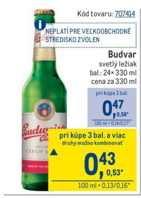 Budvar svetlý ležiak