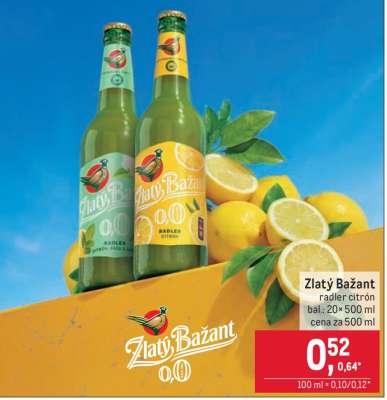 Zlatý Bažant radler citrón