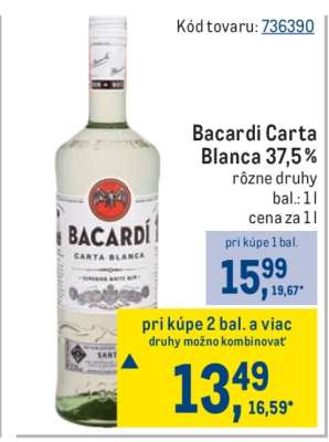 Bacardi Carta Blanca 37,5 %