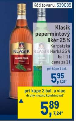 Klasik pepermintový likér 25 %