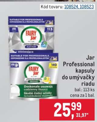 Jar Professional kapsuly do umývačky riadu
