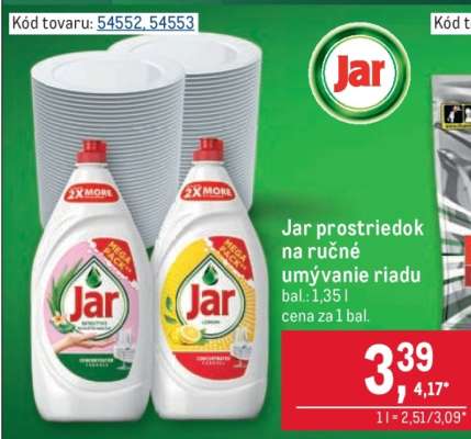 Jar Prostriedok na ručné umývanie riadu