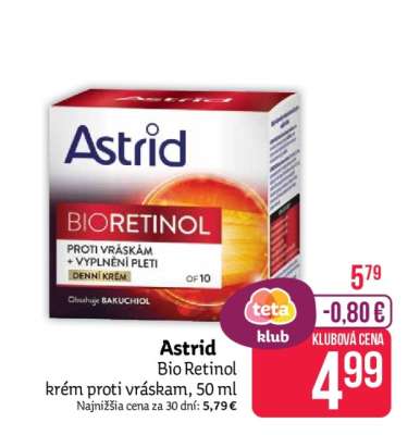 Astrid Bio Retinol krém proti vráskam, 50 ml