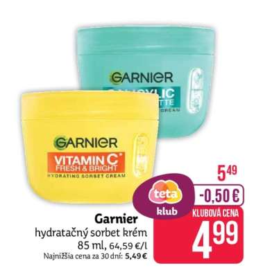 Garnier hydratačný sorbet krém