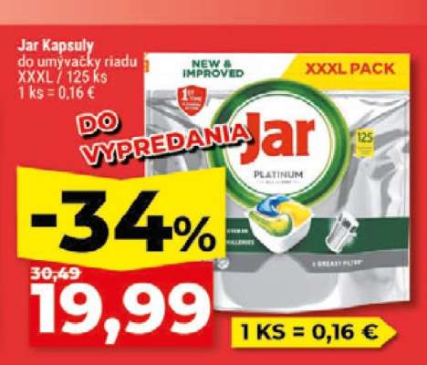 Jar Kapsuly do umývačky riadu XXXL - 125 ks