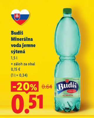Budiš Minerálna voda jemne sýtená
