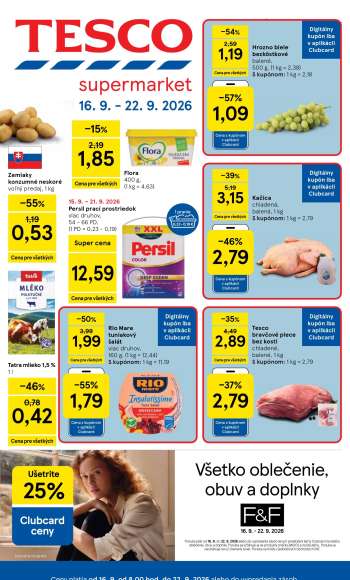 Leták TESCO supermarket - 16.9.2026 - 22.9.2026.