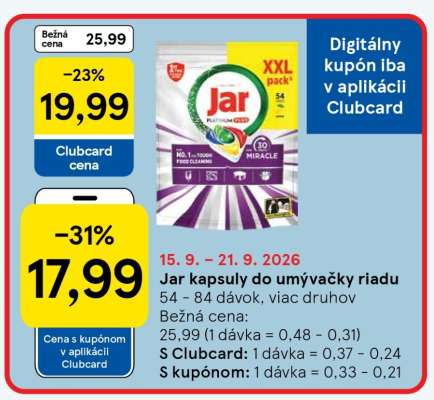 JAR KAPSULY DO UMÝVAČKY RIADU