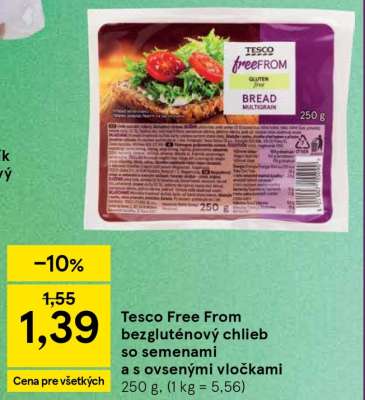 Tesco Free From bezgluténový chlieb so semenami a s ovsenými vločkami