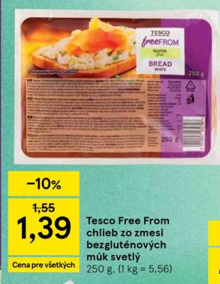 Tesco Free From chlieb zo zmesi bezgluténových múk svetlý