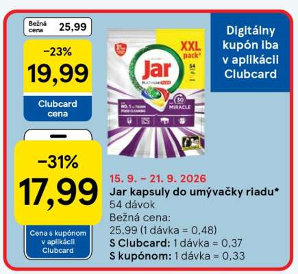 JAR KAPSULY DO UMÝVAČKY RIADU