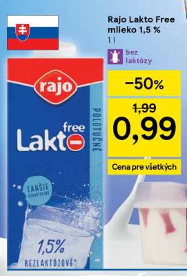 Rajo Lakto free mlieko 1,5 %