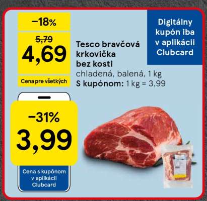 Tesco bravčová krkovička bez kosti