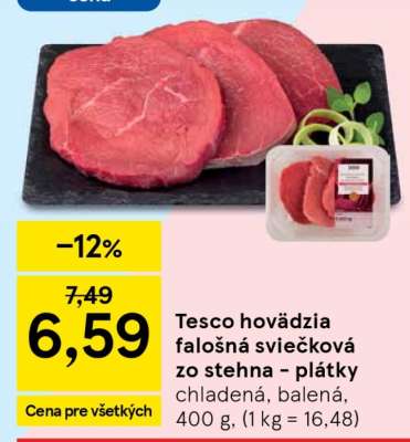 Tesco hovädzia falošná sviečková zo stehna – plátky**