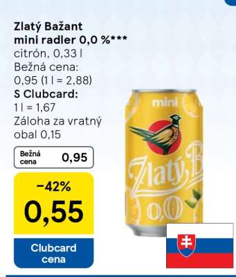 Zlatý Bažant mini radler 0,0 %