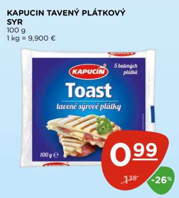 Kapucín tavený plátkový syr