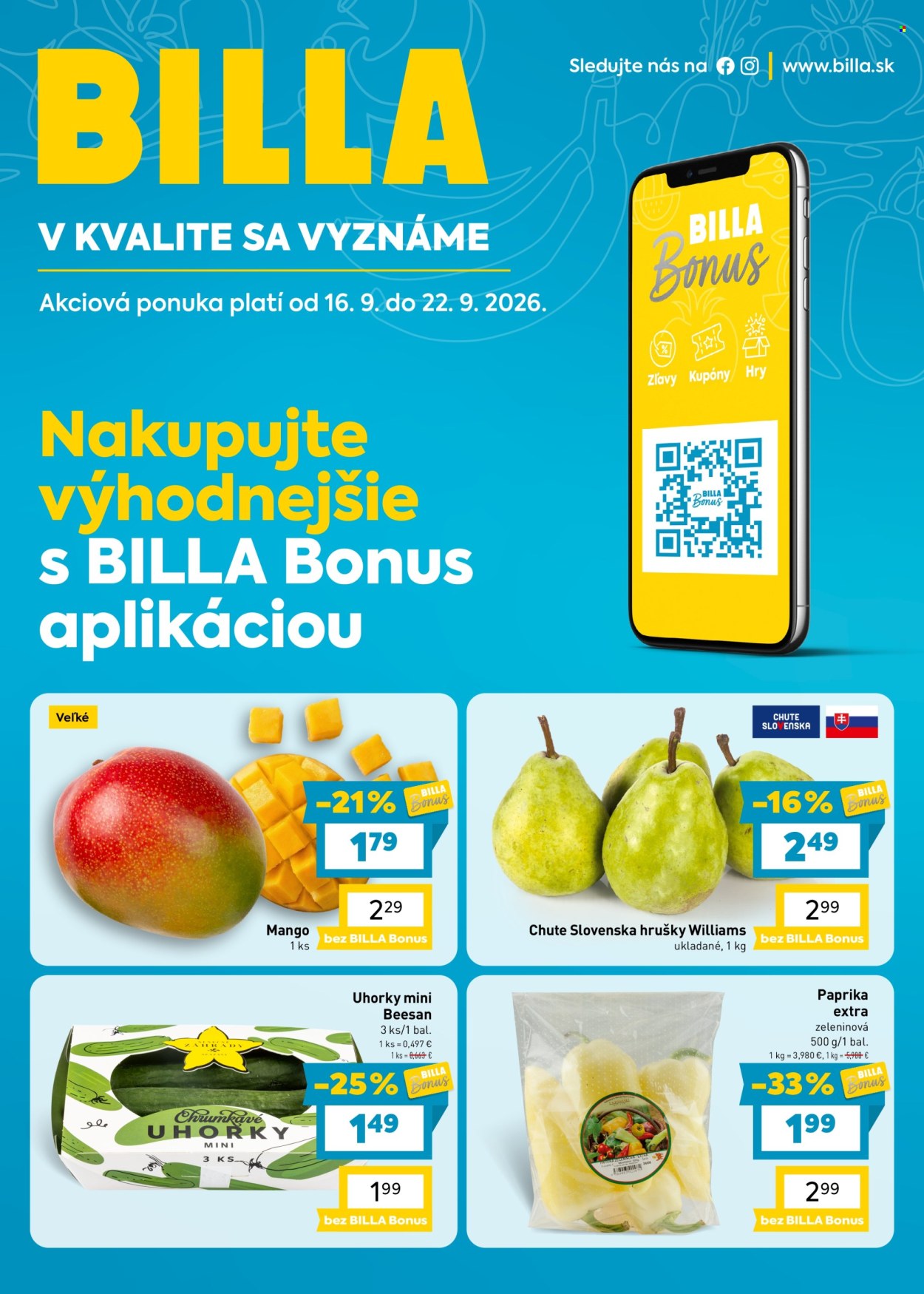 Leták Billa - 16.9.2026 - 22.9.2026. Strana 1