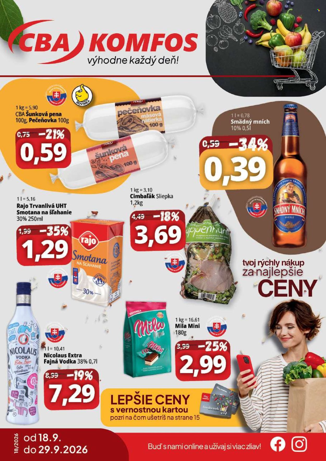 Leták CBA Komfos - 18.9.2026 - 29.9.2026. Strana 1