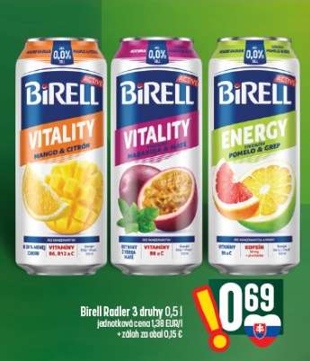 Birell radler 3 druhy 0,5 l