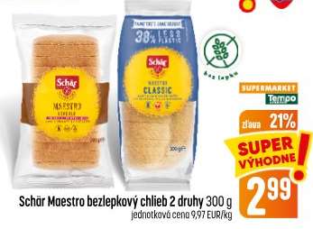Schär Maestro bezlepkový chlieb 2 druhy 300 g