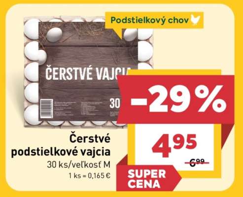Čerstvé podstielkové vajcia