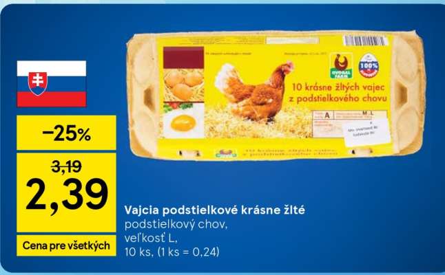 Vajcia podstielkové krásne žlté