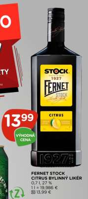 FERNET STOCK CITRUS BYLINNÝ LIKÉR