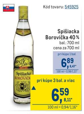 Spišiacka Borovička 40 %