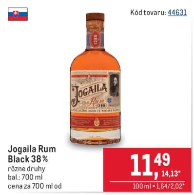 Jogaila Rum Black 38 %