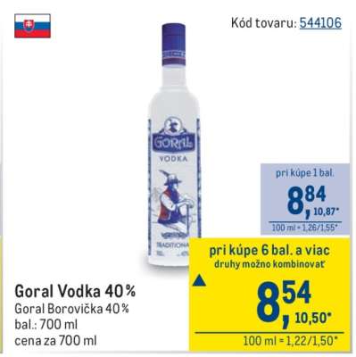 Goral Vodka 40 %
