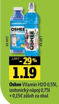 Oshee Vitamin H2O 0,55l, izotonický nápoj 0,75l