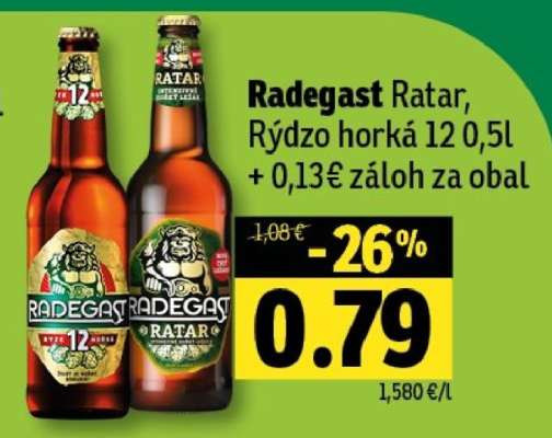 Radegast Ratar, Rýdzo horká 12 0,5l