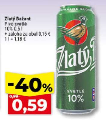 Zlatý Bažant Pivo svetlé