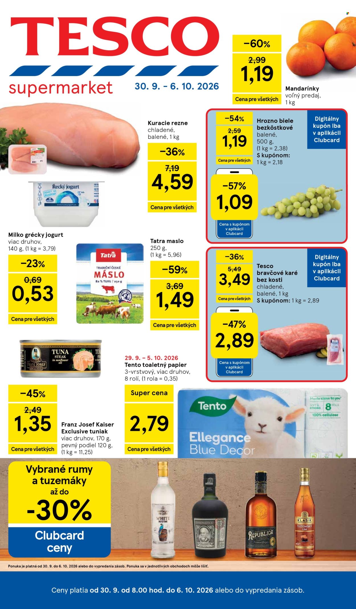Leták TESCO supermarket - 30.9.2026 - 6.10.2026. Strana 1
